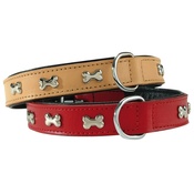 Bobby - Bone Rivet Dog Collar - Natural