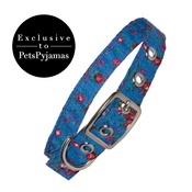 Creature Clothes - Blue Rose Print Fabric Dog Collar