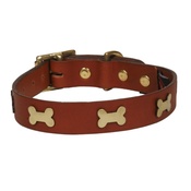 Creature Clothes - Bones Studs Leather Collar - Tan