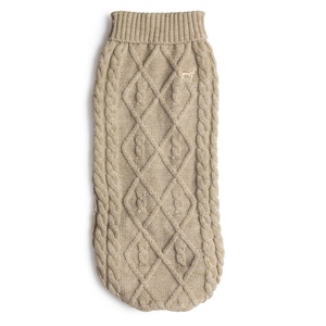 Cable Knit Polo Neck Dog Jumper – Oatmeal