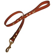 Creature Clothes - Tan Brass Dogs Classic Leather Dog Lead