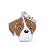 My Family - Boxer Engraved ID Tag – Brown & White