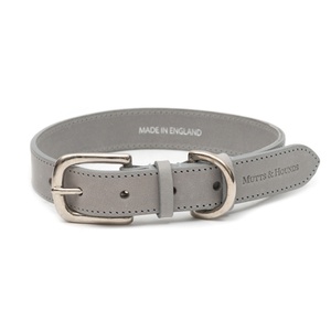 Grey Leather Dog Collar - Pastel Grey