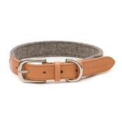 Mutts & Hounds - Camello Leather and Grey Tweed Dog Collar