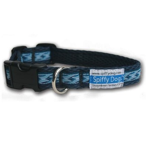 Navy Wave Pattern Dog Collar
