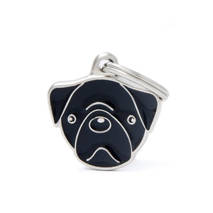 Pug Engraved ID Tag – Black