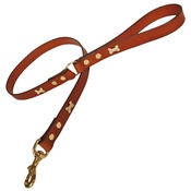 Creature Clothes - Tan Brass Bones Classic Leather Dog Lead