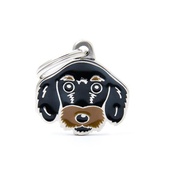 My Family - Wire-Haired Dachshund Engraved ID Tag – Black