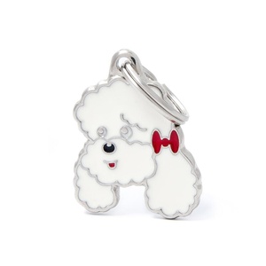 Poodle Engraved ID Tag – White