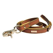 DO&G - DO&G Precious Leather Dog Lead - Brown/Gold