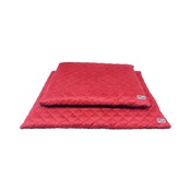 Hem & Boo - Quilted Flat Dog Bed - Brick Red & Brown