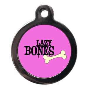 Pink Lazy Bones Dog ID Tag