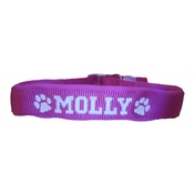 Personalised Pets - Personalised Embroidered Dog Collar – Raspberry Pink