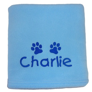 Personalised Fleece Puppy Blanket - Pale Blue