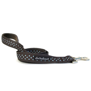 Classic Aqua on Brown Polka Dot Dog Lead