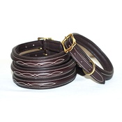 Pear Tannery - Embroidered Premium Leather Dog Collar in Brown