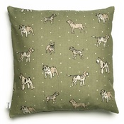 Mutts & Hounds - Dogs Linen Cushion - Green