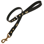 Creature Clothes - Black Brass Bones Classic Leather Dog Lead