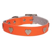 Creature Clothes - Galaxy Dog Collar - Orange, Nickel Hearts