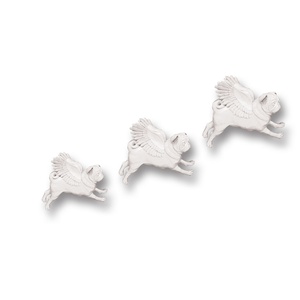 Set of 3 Flying Pugs - White