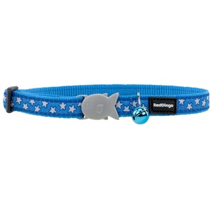 Red Dingo Patterned Cat Collar - Turquoise/White Stars