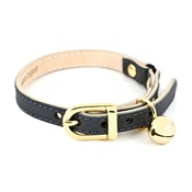 Linny - Slate Leather Cat Collar - Gold