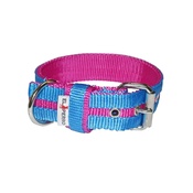 El Perro - Candy Strip Collar - Fuchsia & Sky Blue