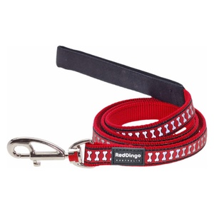 Bones Reflective Dog Lead - Red
