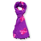 Pugs Might Fly - Biddy Pug Scarf - Purple with Neon Pink Pugs