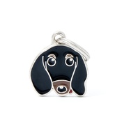My Family - Dachshund Engraved ID Tag – Black