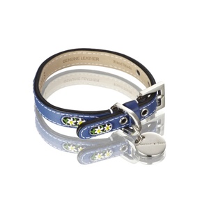 Edelweiss Leather Dog Collar – Swiss Blue