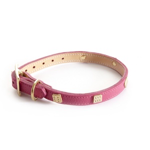 Woof Leather Dog Collar - Pink