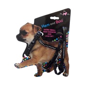 Hem & Boo - Black Diamante Dog Harness & Lead Set