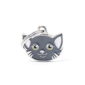My Family - Cat Engraved ID Tag – Grey