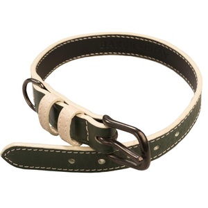 Paris Croc Leather Dog Collar – Forest Green & Stone