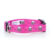 Pet Pooch Boutique - Skulls Dog Collar - Pink 1" Width