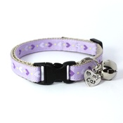 Mog's Togs - Lilac Heart Print Safety Cat Collar