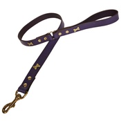 Creature Clothes - Purple Brass Bones Classic Leather Dog Lead