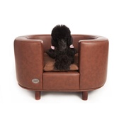 Sky Pet Products - Hampton Leather Pet Bed - Chestnut Beige