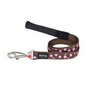 Red Dingo - Dog Lead - Pink Spots on Brown