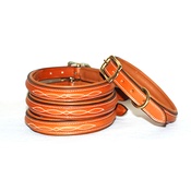 Pear Tannery - Embroidered Premium Leather Dog Collar in Tan