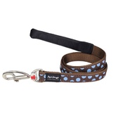 Red Dingo - Dog Lead - Blue Spots on Brown